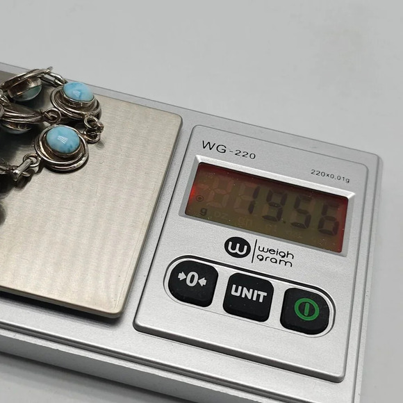 Sterling Silver Blue Larimar Stone Bracelet Toggle Clasp 8.25 in 19.56g - Picture 5 of 7